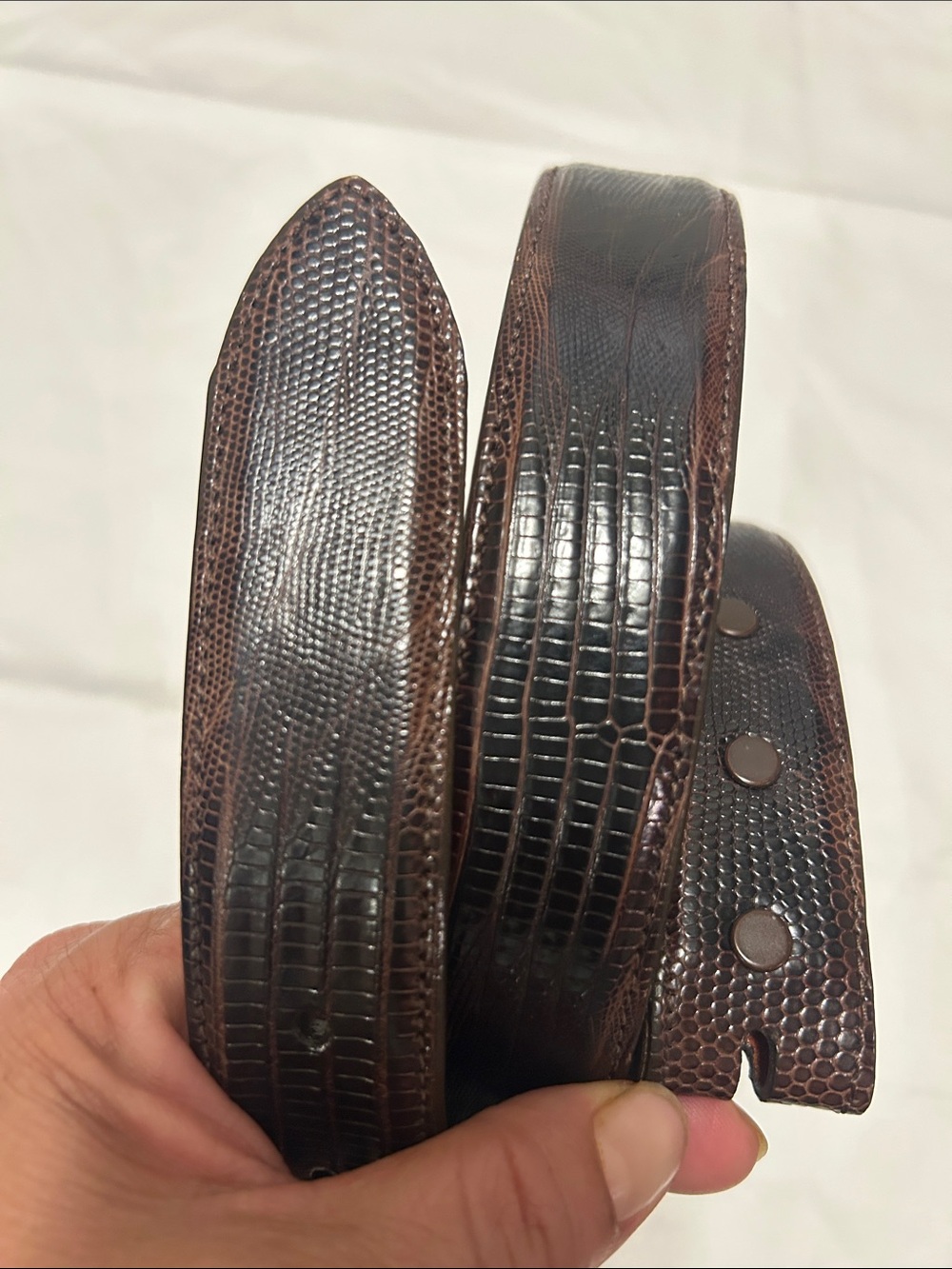 Packards Genuine Teju Lizard Leather Belt Strap Only - Cognac Brown - Size 34